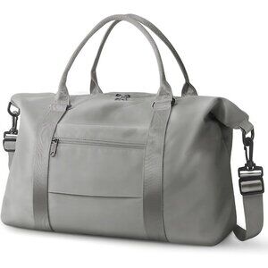 Women Men Grey Waterproof Carry On Tote Travel Duffle Bag with Trolley Sleeve